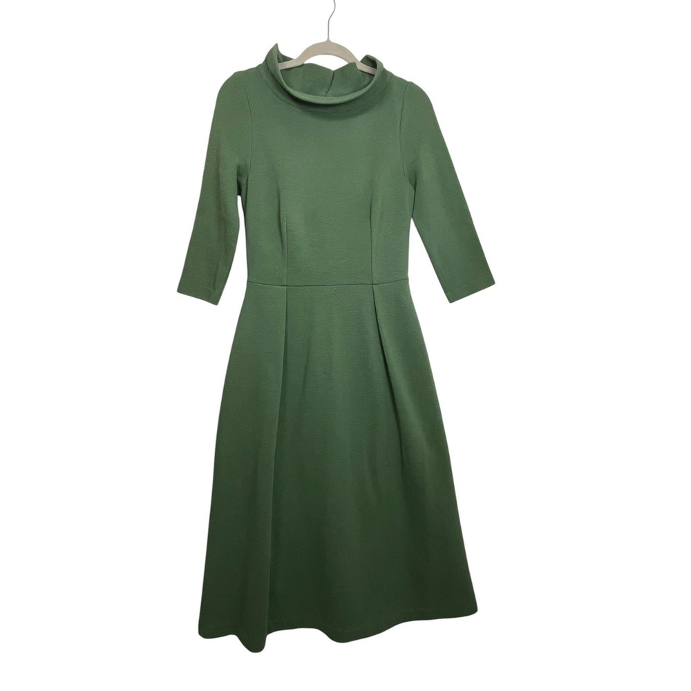 Boden Green Midi Dress with Funnel Neck